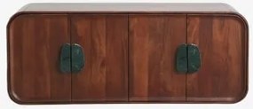 Conjunto De Móvel De Casa De Banho Dupla Suspensa 130x45 Cm Em Madeira De Manga E Pedra Natural Kivalina Mármore Verde Udaipur - Madeira - Sklum