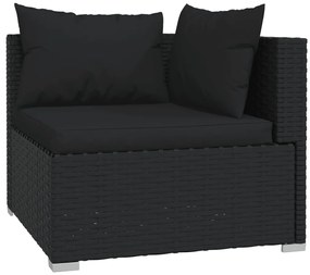 6 pcs conjunto lounge de jardim c/ almofadões vime PE preto