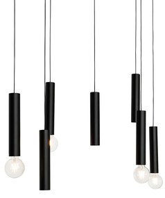 Candeeiro suspenso design preto oval 7 luzes - Tuba Design