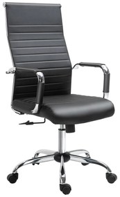 Vinsetto Cadeira Escritório Ergonômica Giratoria 360° Inclinável com Altura Ajustável Rodas Apoio de Braços 54x62x104-114 cm Preto | Aosom Portugal