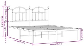 Estrutura de cama com cabeceira 140x190 cm metal branco