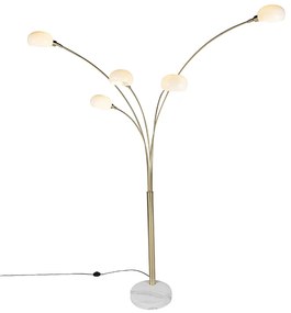 Candeeiro de pé Art Déco dourado com 5 luzes - Marmo dos anos 60 Moderno,Design