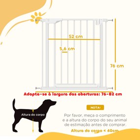 Barreira de Segurança para Crianças e Cães Largura 76-82 cm Duplo Fecho Automático Abertura em Dois Sentidos Branco