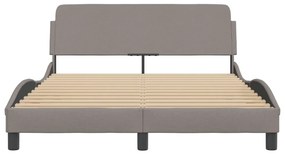 Cama sem colchão 140x200 cm tecido castanho-acinzentado