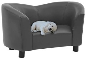 Sofá para cães 67x41x39 cm couro artificial cinzento