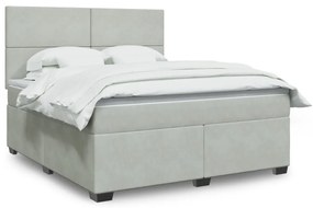 vidaXL Cama com molas/colchão 180x200 cm veludo cinzento-claro