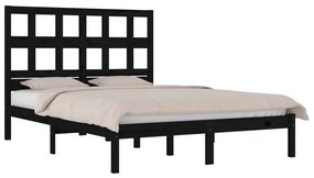 Estrutura cama casal pequena 4FT 120x190 cm pinho maciço preto