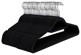 Cabides de veludo ultrafinos com organizador de gravatas | SONGMICS | 42,7 x 22 x 0,6 cm | preto | CRF50B.