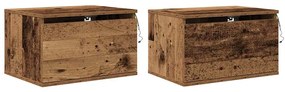 Criados-mudos vidaXL com luzes LED 2 pcs parede montada madeira velha