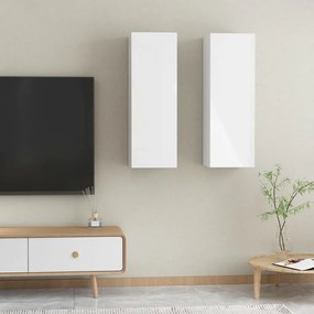 803357 vidaXL Móveis de TV 2 pcs 30,5x30x90 cm contraplacado branco brilhante