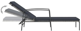 Espreguiçadeiras com mesa 2 pcs vime PE cinzento