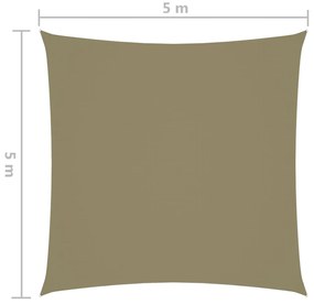 Para-sol estilo vela tecido oxford quadrado 5x5 m bege
