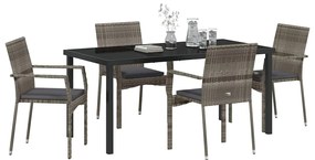 Conjunto de Cadeiras de Jardim de 4 com almofada 5 pcs Cinzeto