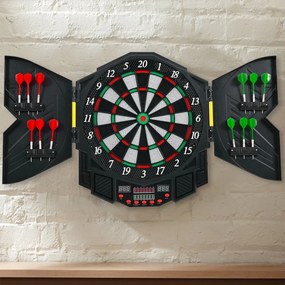 Quadro de dardos electrónico com 12 dardos 4 ecrãs LED 27 jogos com som para 8 pessoas Bar de festas a jogar