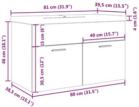 2 pcs móveis de casa de banho deriv. madeira carvalho artisiano