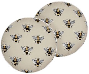 Conjunto de 2 almofadas decorativas de jardim com padrão de abelhas creme ⌀ 40 cm CANNETO Beliani