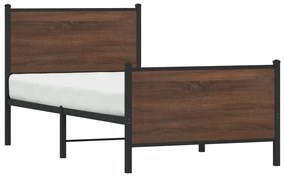 Estrutura de cama sem colchão 90x190 cm metal carvalho castanho