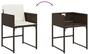 15 pcs conjunto jantar p/ jardim c/ almofadões vime PE castanho