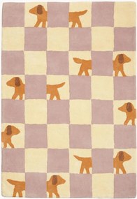 Tapete infantil tufado à mão Walter Lilac Checkered, vários tamanhos