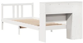 Cama com estante sem colchão 90x200 cm pinho maciço branco