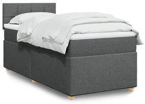 Cama box spring com colchão solteiro tecido cinzento-escuro