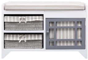 Banco de corredor 70x33,5x45 cm madeira de paulownia branco