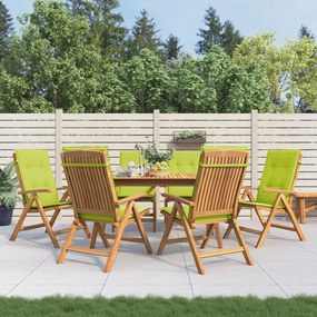 vidaXL Cadeiras de jardim reclináveis c/ almofadões 6 pcs teca maciça