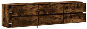 Móvel de parede p/ TV c/ luzes LED 180x31x45 cm carvalho fumado