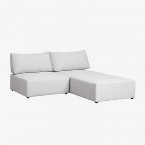 Sofá Modular De 2 Peças Com Pufe Kata Tecido Creme Bege - Sklum