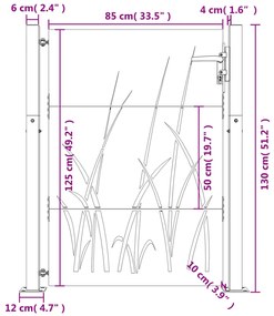 Portão de jardim 105x130 cm aço corten design erva