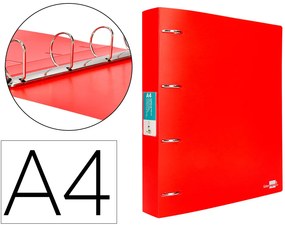 Pasta de 4 Aneis Mistos 40 mm Polipropileno Din A4 Vermelho Translúcido