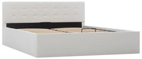 Cama hidráulica c/ arrumação 140x200cm couro artificial branco