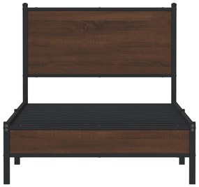 Estrutura de cama sem colchão 90x190 cm metal carvalho castanho