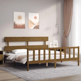 vidaXL Estrutura cama c/ cabeceira 200x200cm maciço castanho-mel