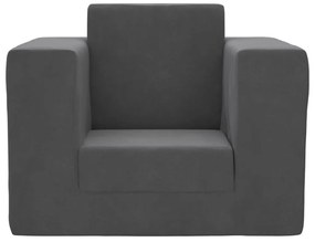 Sofá-cama infantil pelúcia macia antracite