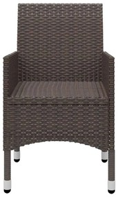 5 pcs conjunto de jantar p/ jardim c/ almofadões castanho