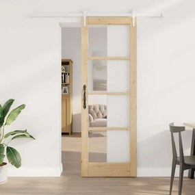 Porta Deslizante vidaXL com Acessórios 73.5x211 cm Madeira Maciça de Pinho