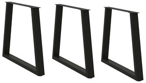 Pernas para mesa de jantar em V 3 peças, preto, 80x(72-73,3) cm, aço