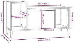 Móvel de TV 100x35x55 cm derivados de madeira cinzento sonoma