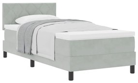 Cama Box com Colchão vidaXL Cinza Claro Solteiro Veludo