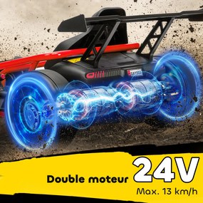 Kart elétrico para crianças, com 2 motores de 24 V, modo de derrapagem a 13 km/h, 119 x 77 x 54 cm, vermelho