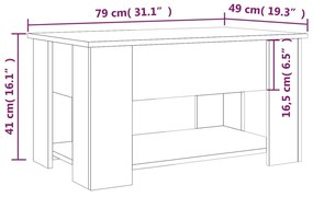 Mesa de centro 79x49x41 cm madeira processada carvalho sonoma