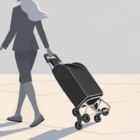 Carrinho de Compras vidaXL com Escada Preto 38 L
