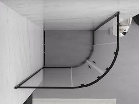 Mexen Exo-S Duo cabine de duche semicircular assimétrica de correr 90 x 80 cm, transparente, preta - 8132-090-080-70-00