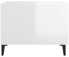 Mesa de centro com pernas de metal 50x50x40 cm branco brilhante