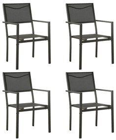 Cadeiras de jardim 4 pcs textilene e aço preto/antracite