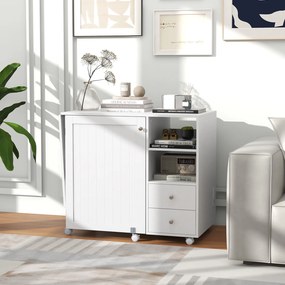 Mesa de Costura Dobrável, 88 x 50 x 78 cm, Estação de Carregamento Integrada, Branco