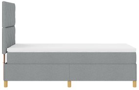 Cama Box com Colchão e Luz LED Cinzento-Claro 90x200 cm em Tecido