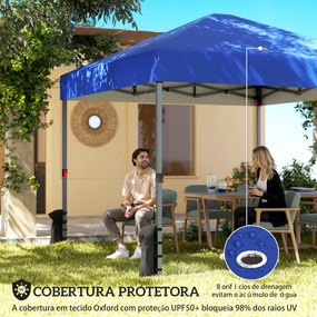 Tenda Dobrável 3x3 m Pop-up com 3 Paredes Laterais 2 Janelas em Malha UPF50+ Altura Ajustável 3 Níveis Azul