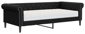 Sofá-cama com colchão 90x200 cm couro artificial preto